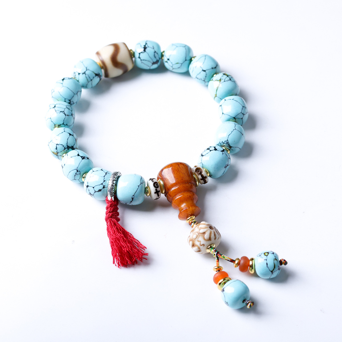 Ethnic Fashion Way - Bracelet turquoise à motif web avec