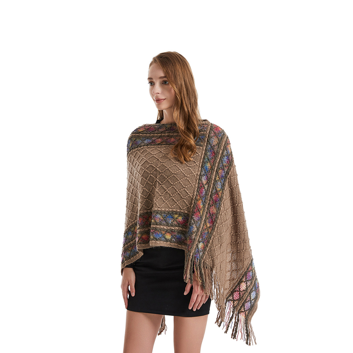Ethnic Fashion Way - Poncho de style rétro pour femme,