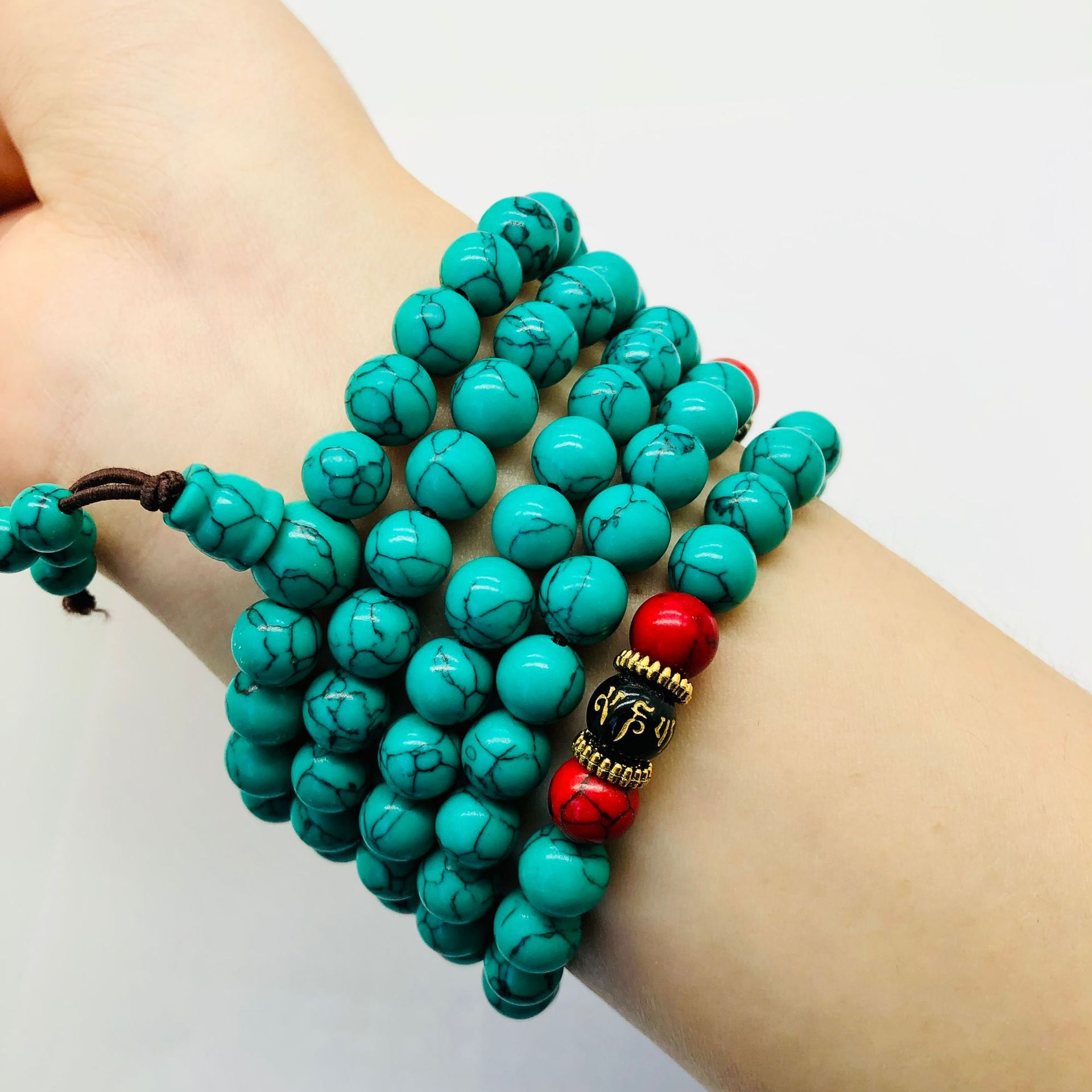 Ethnic Fashion Way - Bracelet long turquoise, collier turquoise naturel