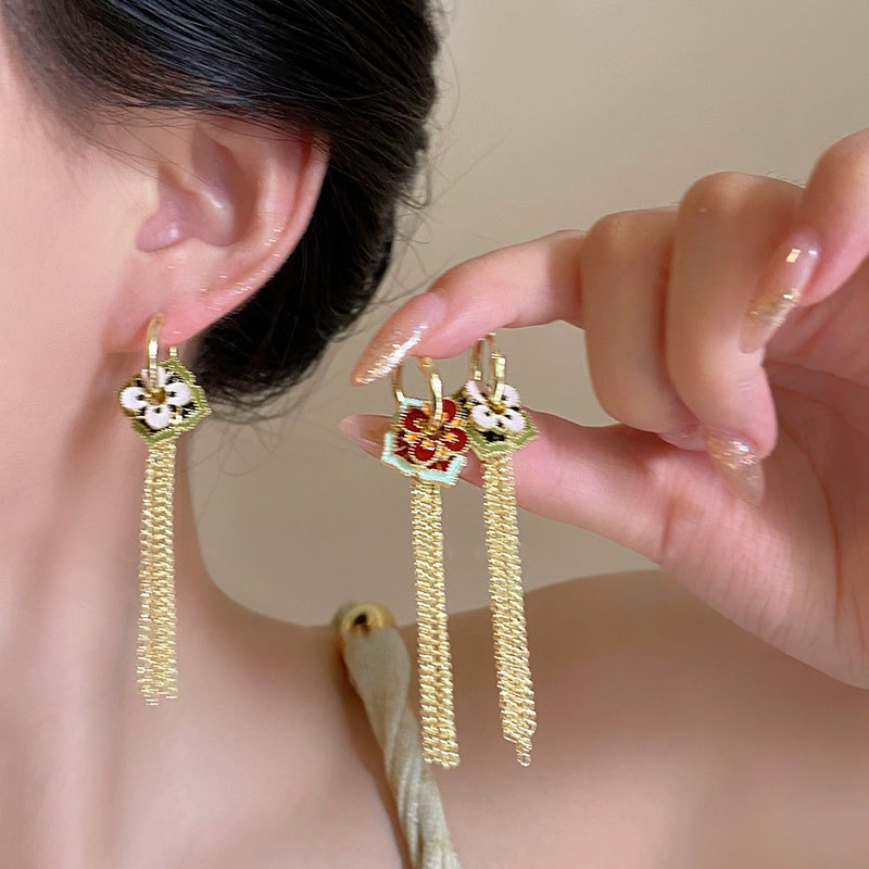 Ethnic Fashion Way - Boucles d'oreilles ethniques chinois en émail