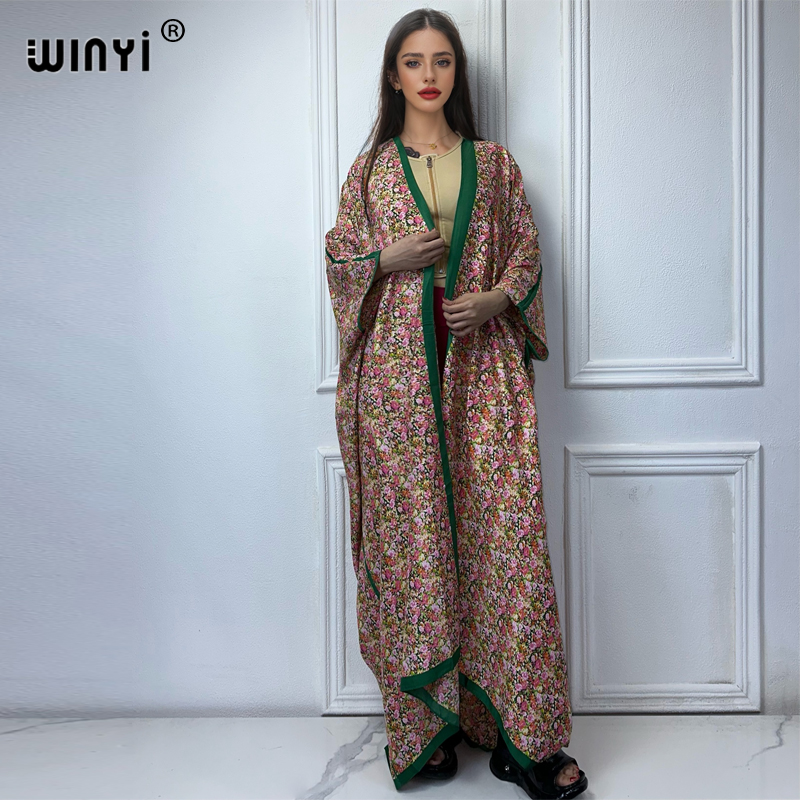 WINYI-Kimono ample imprimé pou - Kaftan Women Boho avis et prix