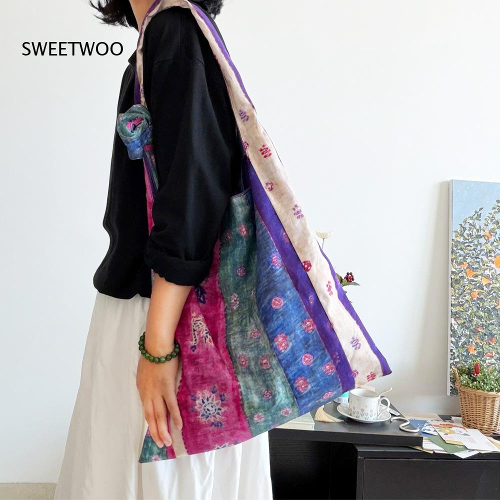 Sac fourre-tout en coton à ray - Ethnic Fashion Way avis et prix