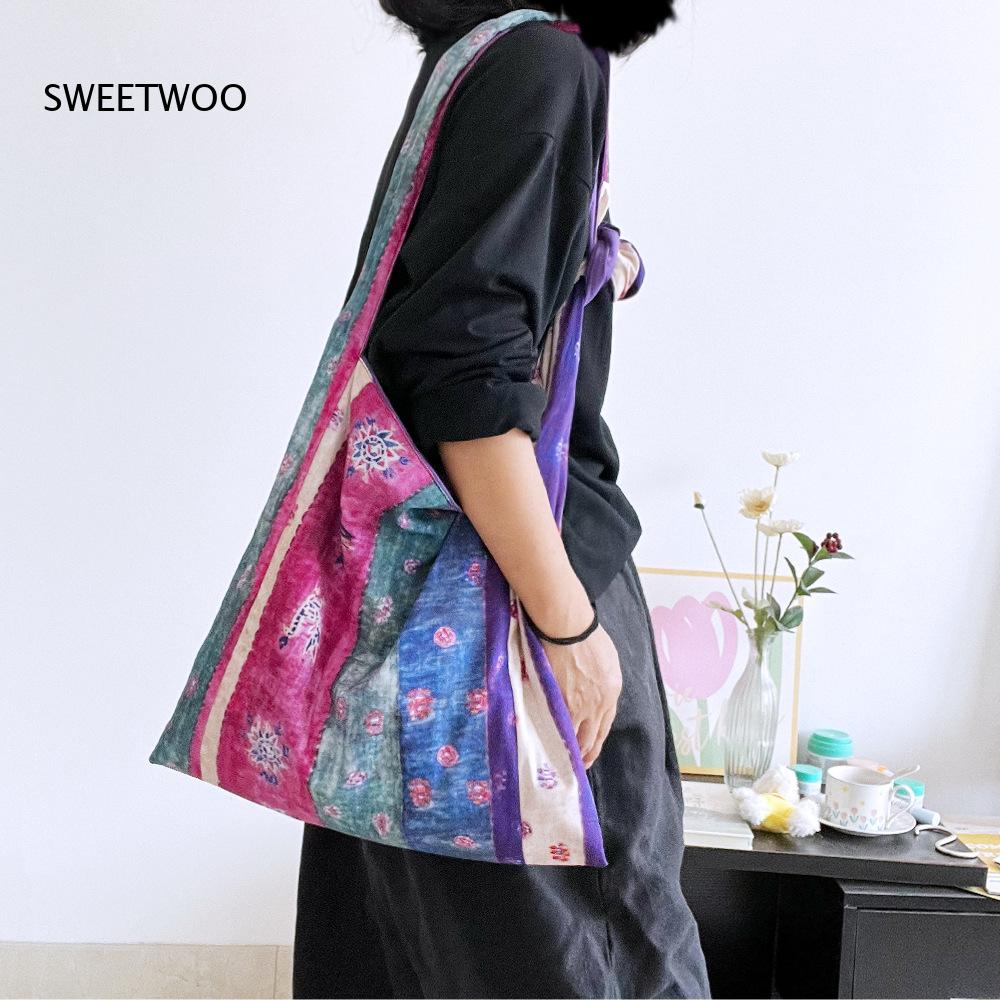 Sac fourre-tout en coton à ray - Ethnic Fashion Way avis et prix