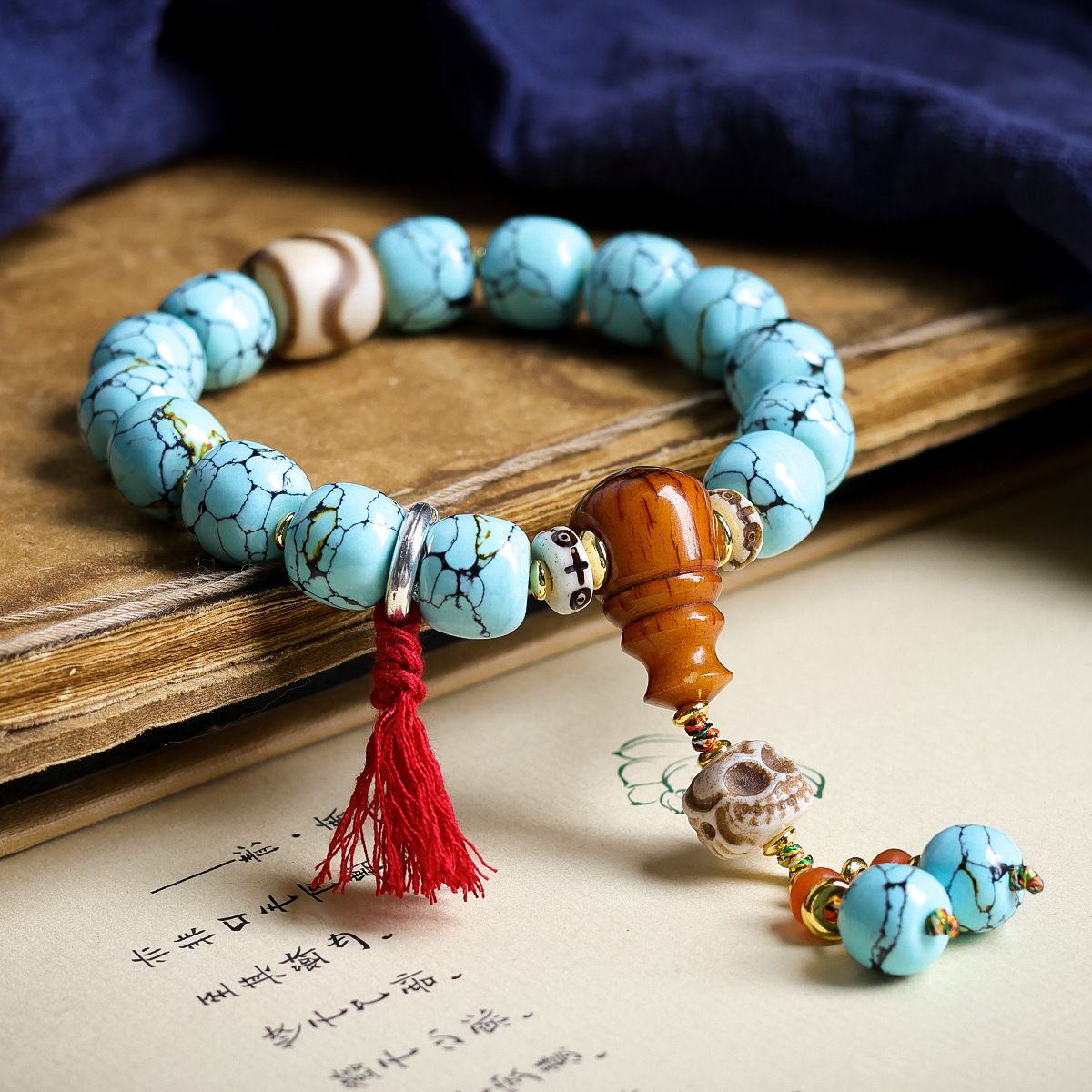 Bracelet turquoise à motif web - Ethnic Fashion Way avis et prix